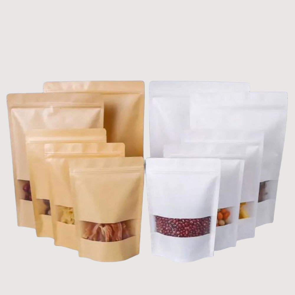 Paper laminated window standup pouch